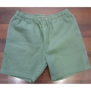 Negative Space Mens Sage Green Waffle Knit Drawstring Shorts Size Medium